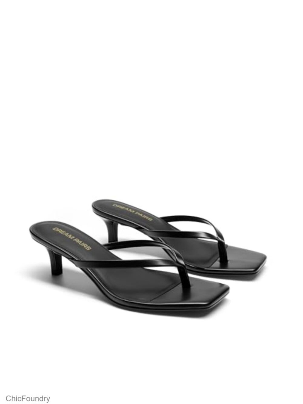 Women's Kitten Heel Flip Flop Sandals Faux Leather Slip On Heels